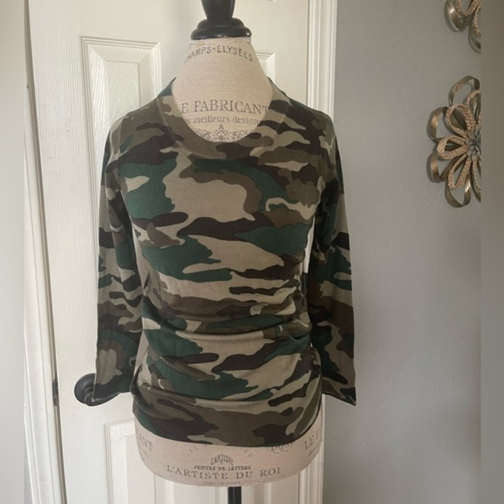 J Crew Camouflage 3/4 Sleeve Sweater Size XS